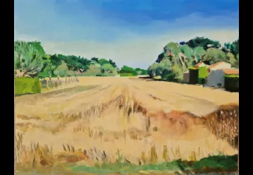 champ en juillet-Huile sur toile